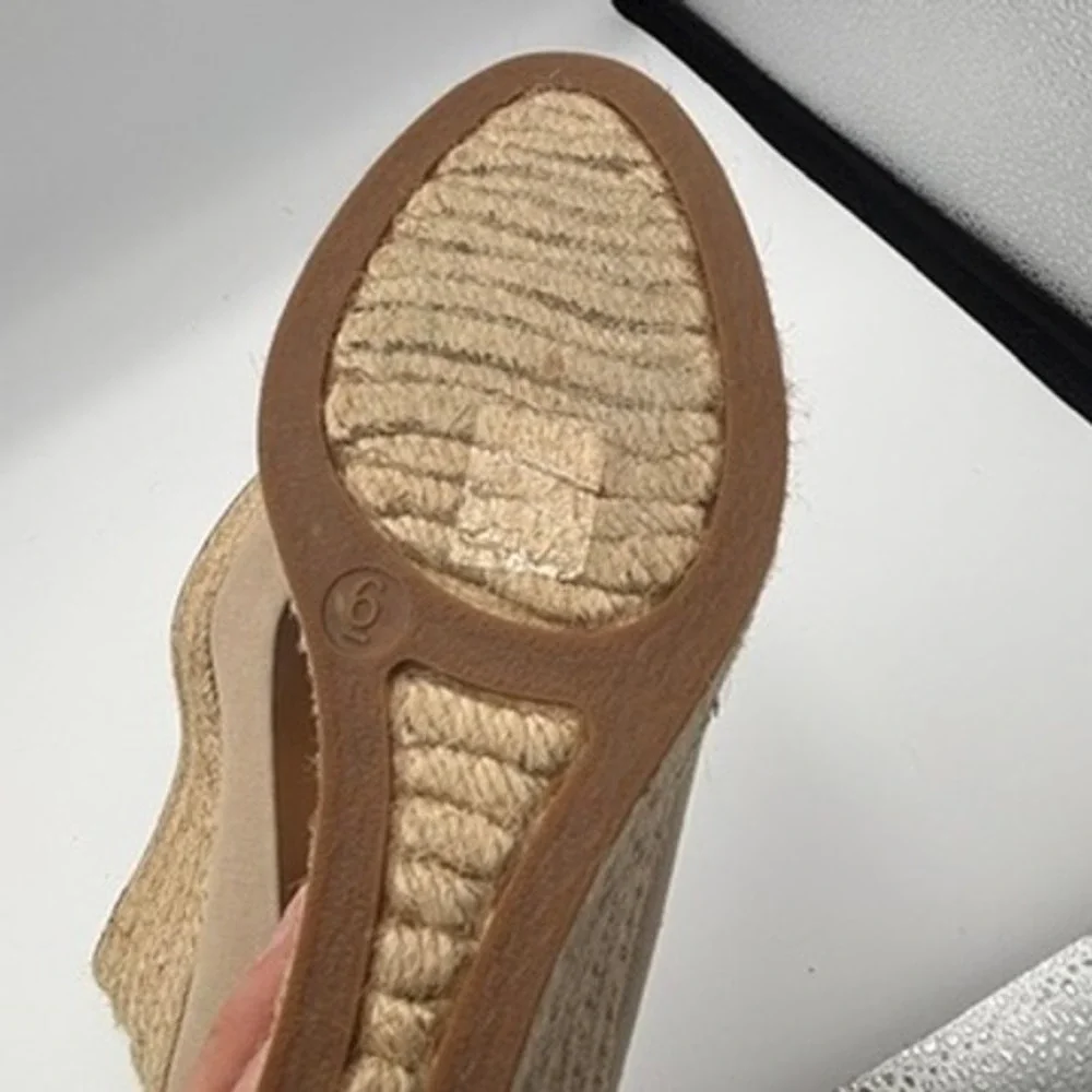 J.Crew Espadrille Wedges Women Sz 9.5 Beige Canvas Jute Summer Shoes